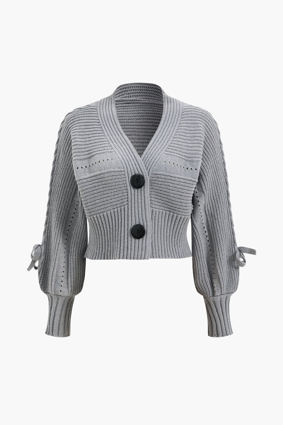 Buttoned Fitilli Triko Cropped Hırka - Phentora