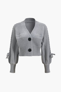 Buttoned Fitilli Triko Cropped Hırka - Phentora