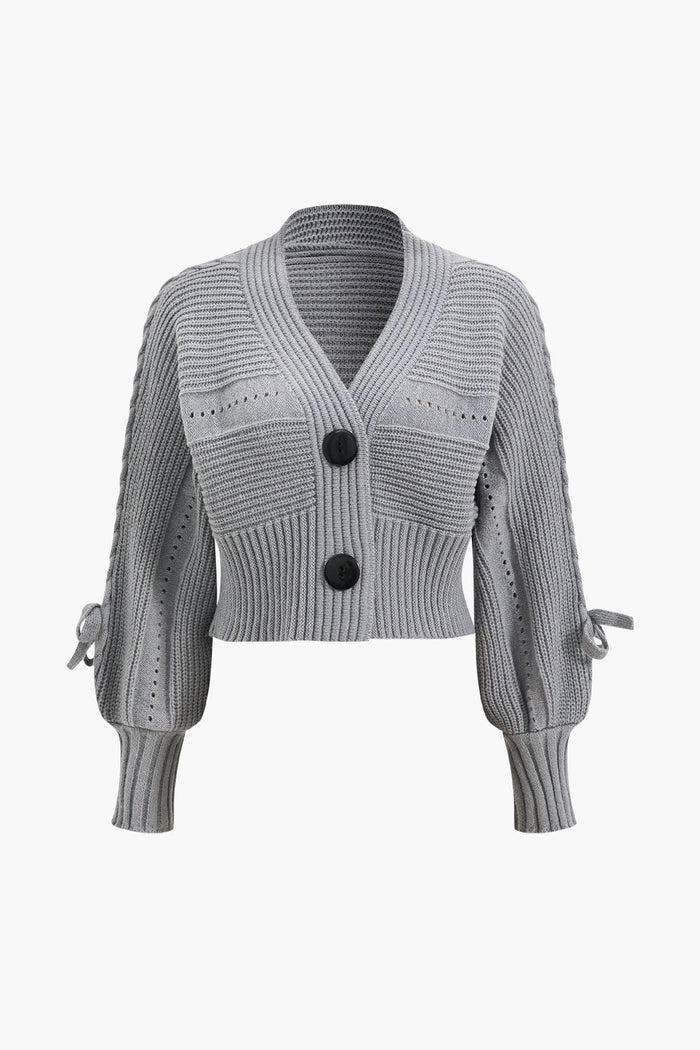 Buttoned Fitilli Triko Cropped Hırka - Phentora