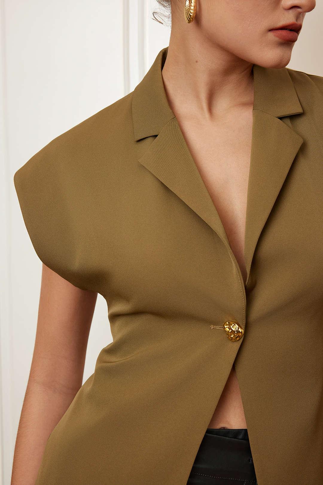 Olive Grace Sleeveless Blazer - Phentora