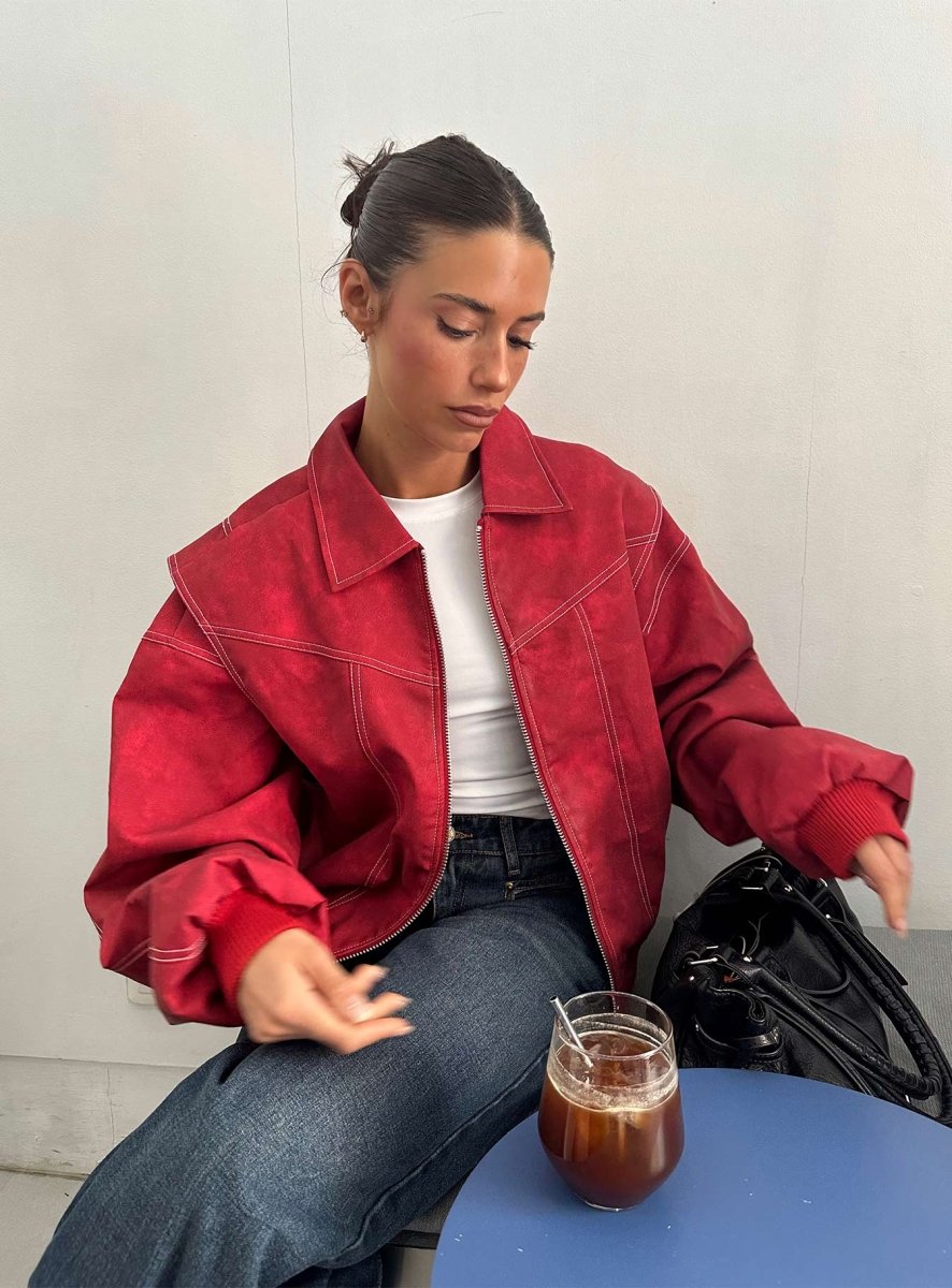 Vista Bomber Ceket - Kızıl (Crimson) - Phentora