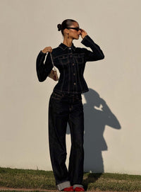 Rider Denim Ceket - Koyu Denim - Phentora