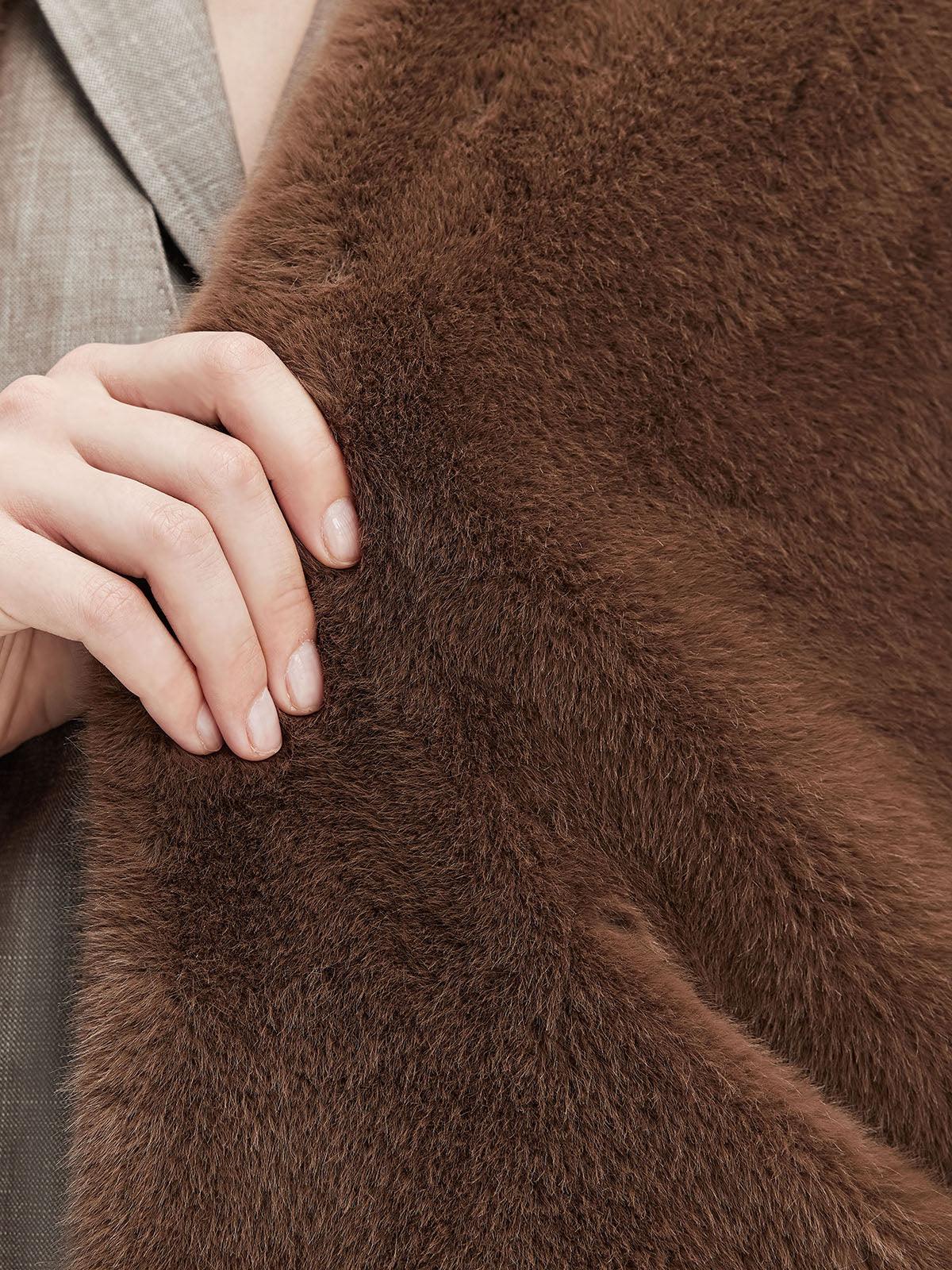 Kahverengi Oversize Peluş Ceket - Phentora