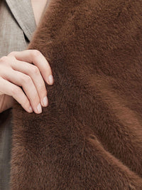 Kahverengi Oversize Peluş Ceket - Phentora