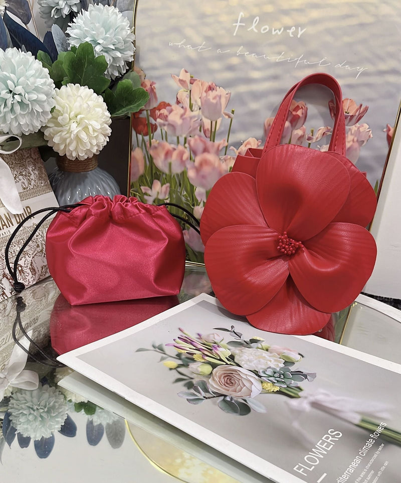 Şık 3D Petal Çiçek Düz Renk Yaka Çanta - Phentora