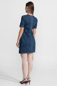 Parıldayan Fiyonklarla Süslenmiş Denim Mini Elbise - Phentora