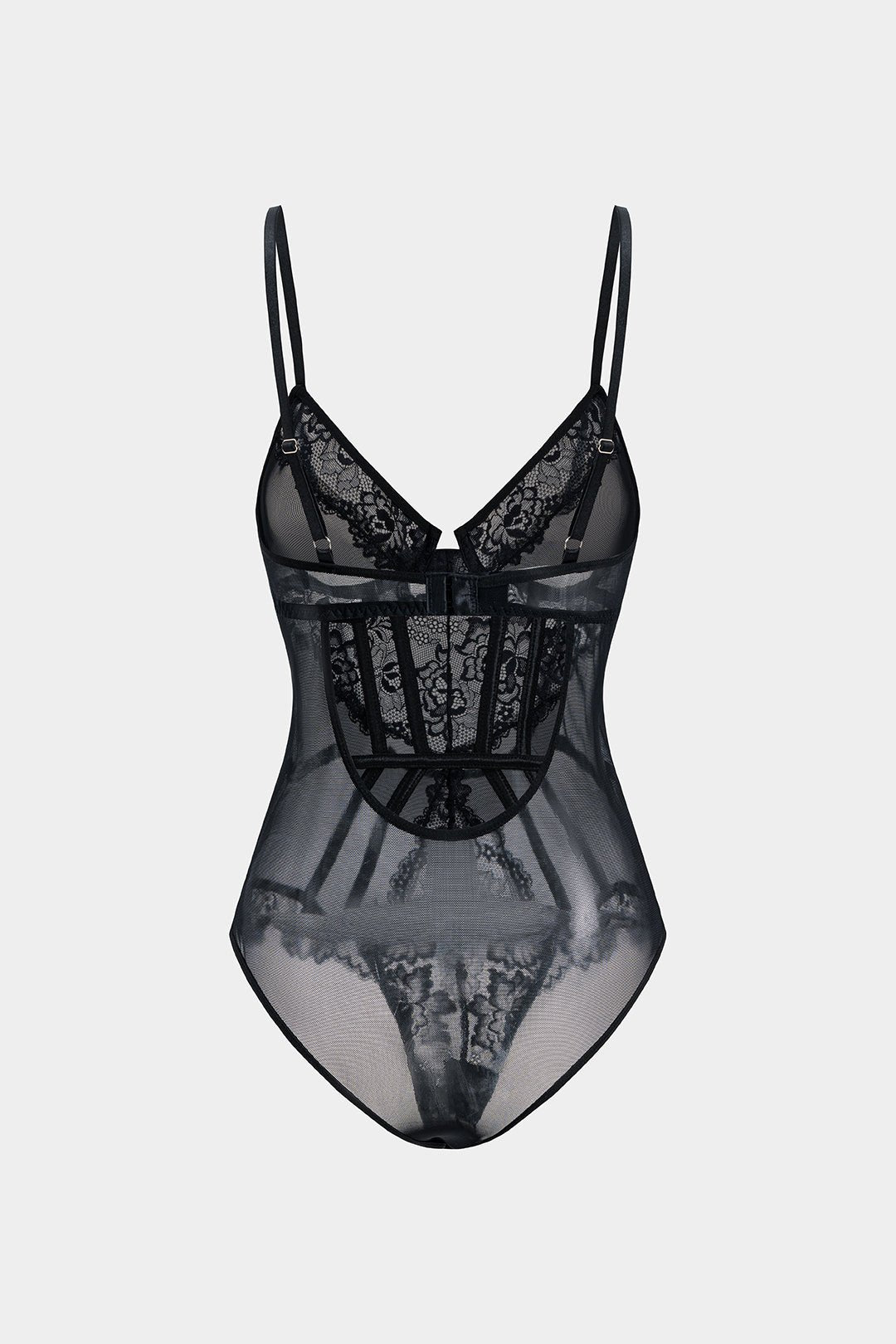 Tül ve Dantelli Büstiyer Korse Bodysuit - Phentora