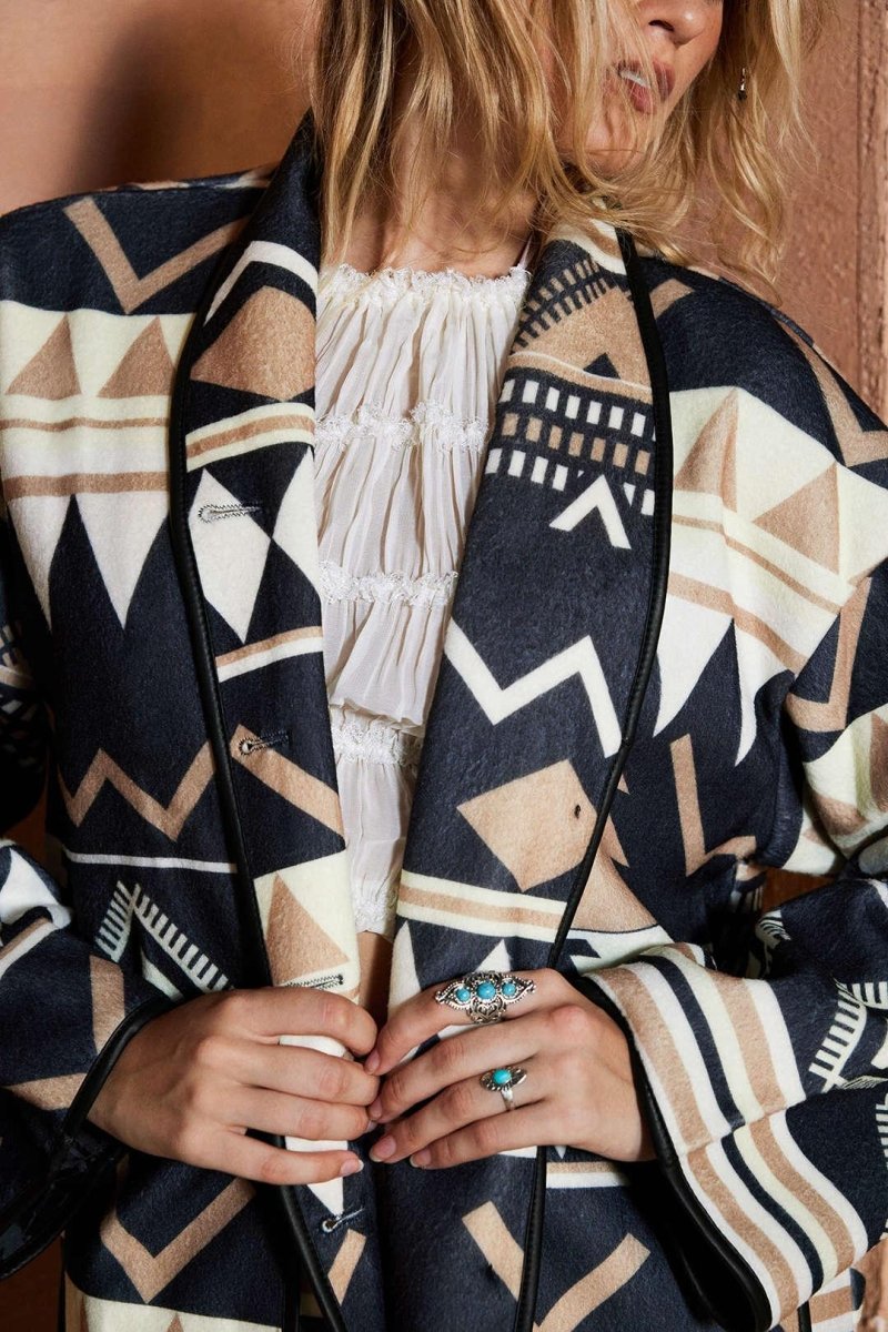 Nomadic Pattern Bol Kesim Ceket - Phentora
