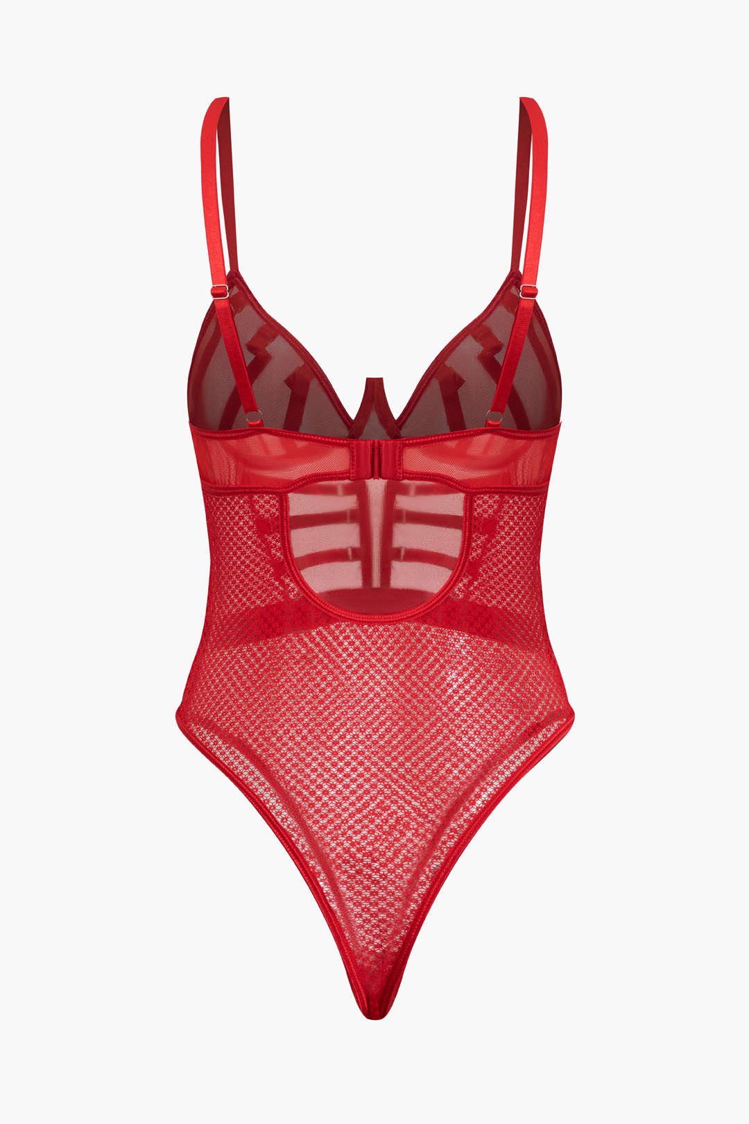 File Şeffaf Sırt Dekolteli Büstiyer İç Giyim Bodysuit - Phentora