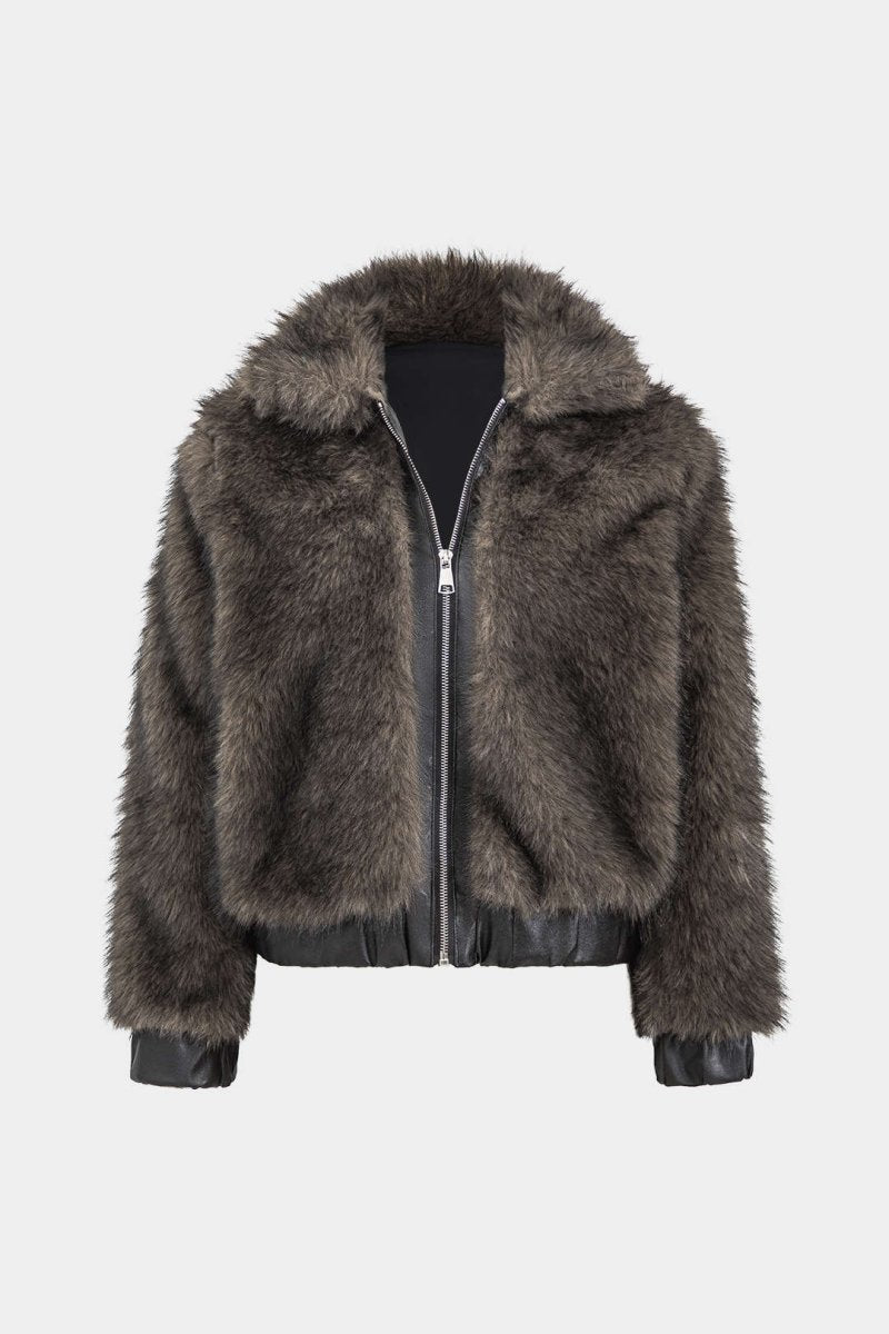 Siyah Edge Suni Kürk Bomber Ceket - Phentora