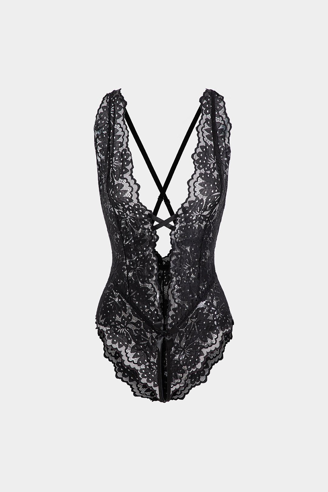 Dantel Kesik Detaylı Bağlama Önü ve Sırt Açık Bodysuit - Phentora