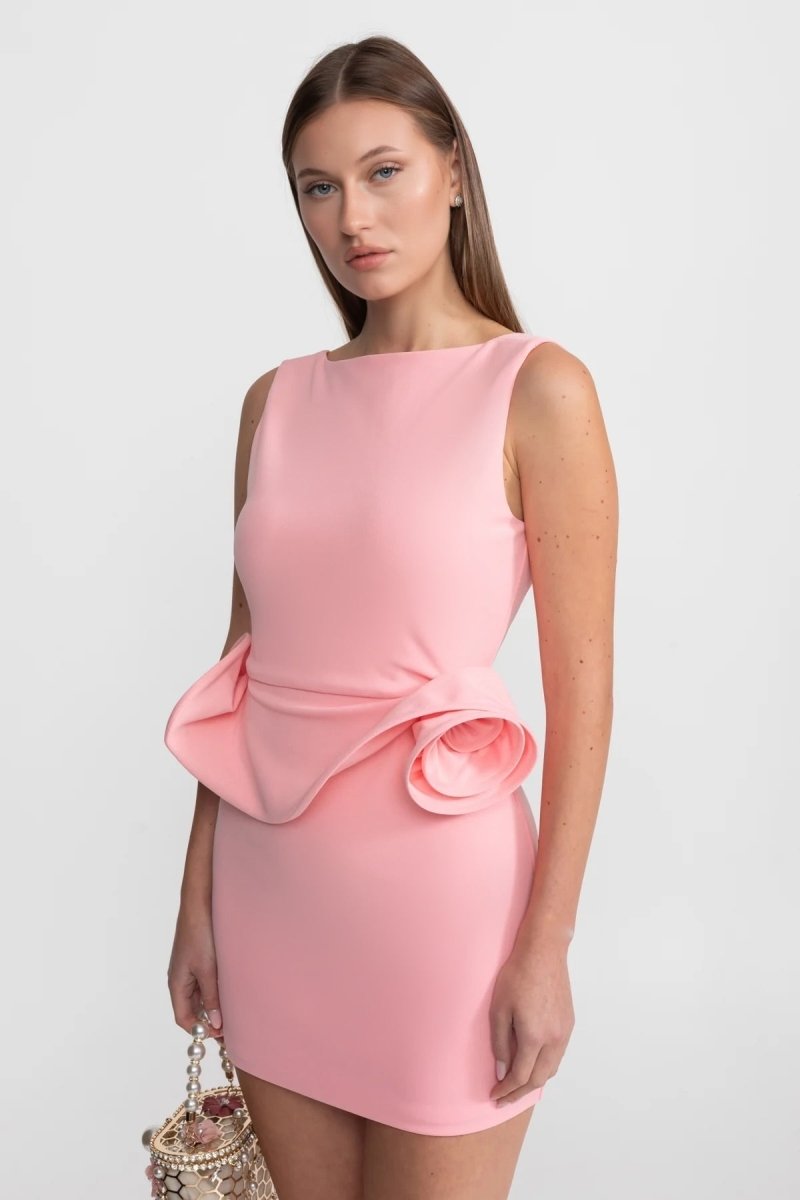 Heykelsi Peplum Detaylı Mini Elbise - Phentora