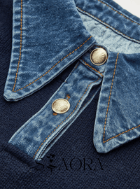 Denim Detaylı Triko Kazak - Phentora