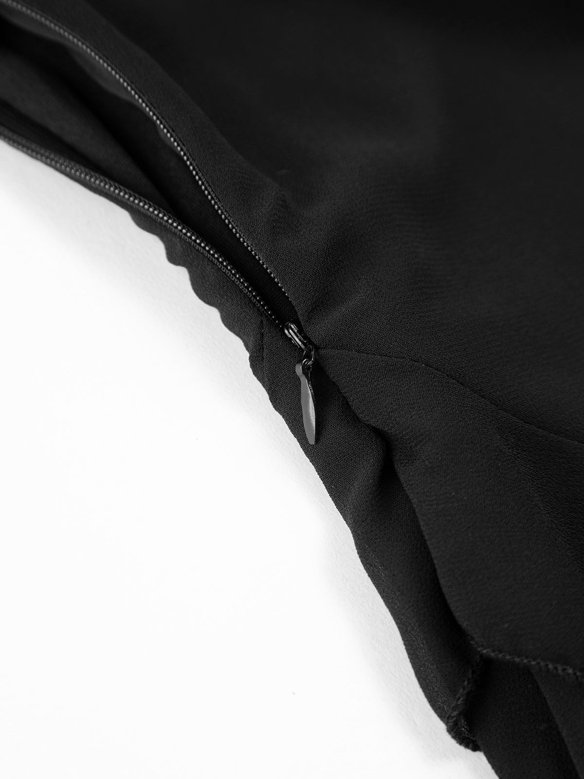 Semi - Sheer Ladder Fırfırlı Zippered Uzun Elbise - Phentora