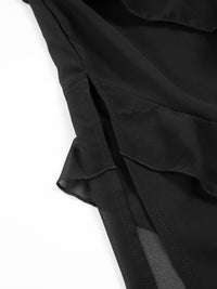 Semi - Sheer Ladder Fırfırlı Zippered Uzun Elbise - Phentora
