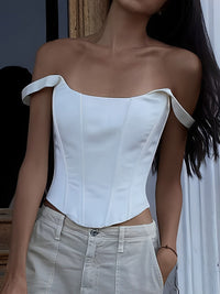 Fildişi Glow Tied Crop Korse Üst - Phentora