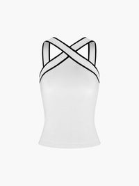 Contrast Trim Strap Triko Üst - Phentora