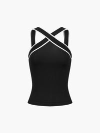Contrast Trim Strap Triko Üst - Phentora