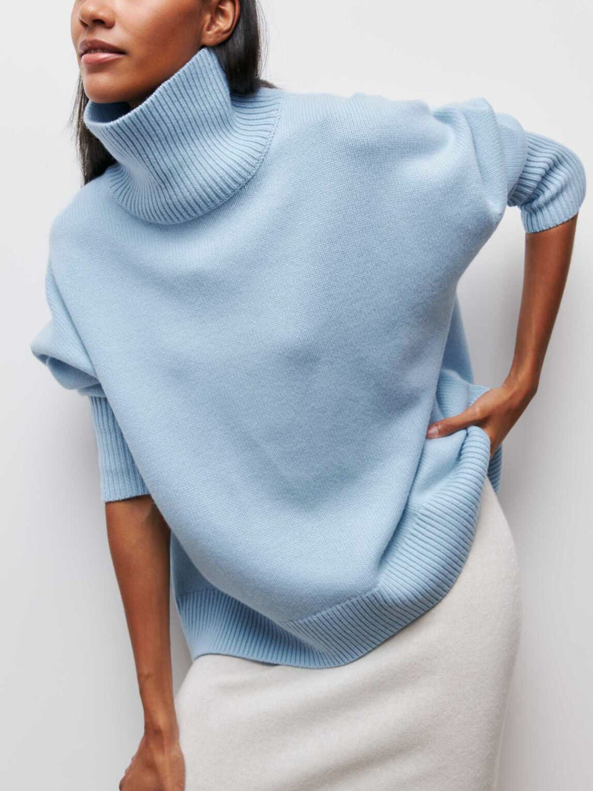 Oversize Fitilli Boğazlı Kazak - Phentora