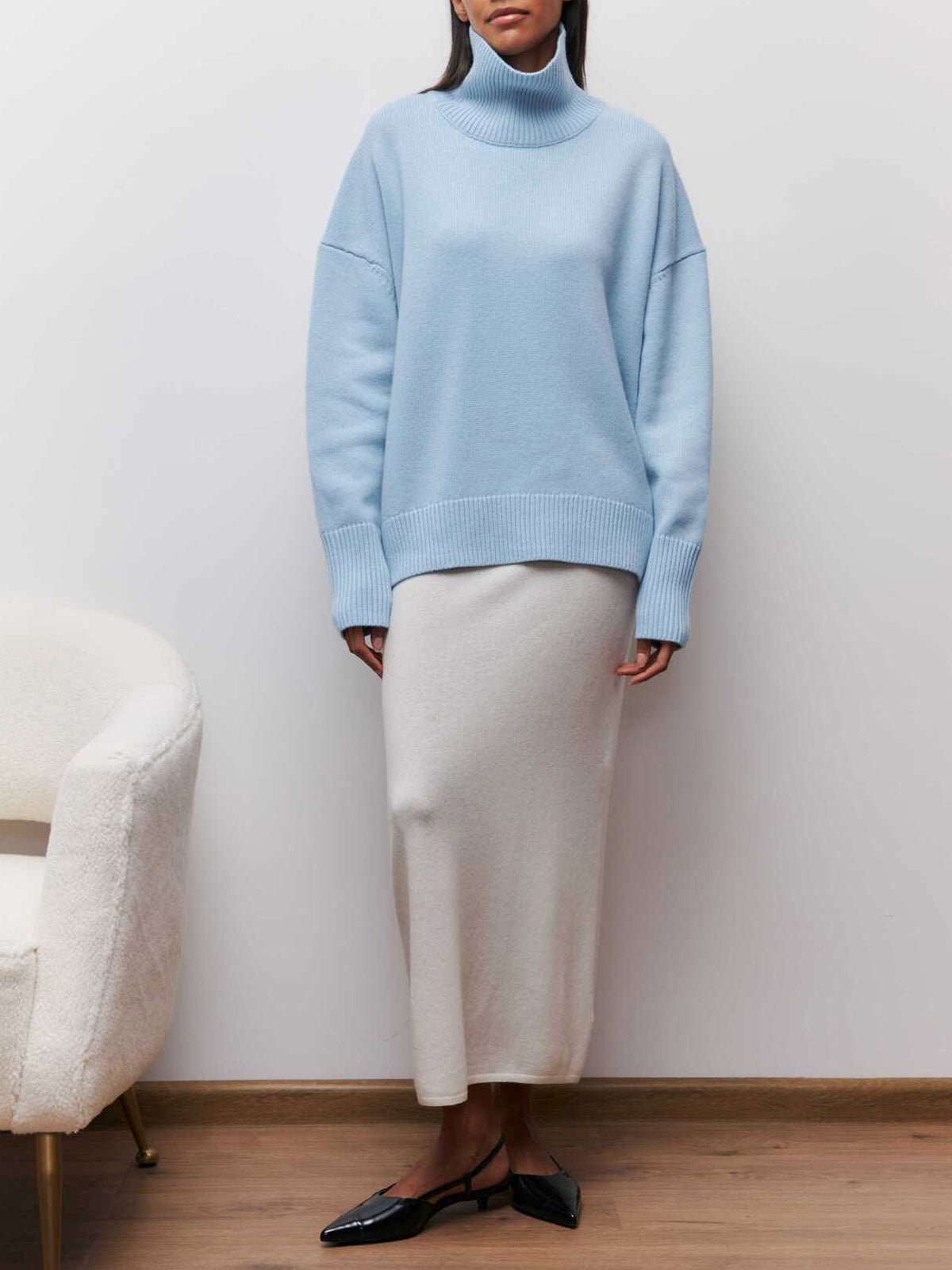Oversize Fitilli Boğazlı Kazak - Phentora