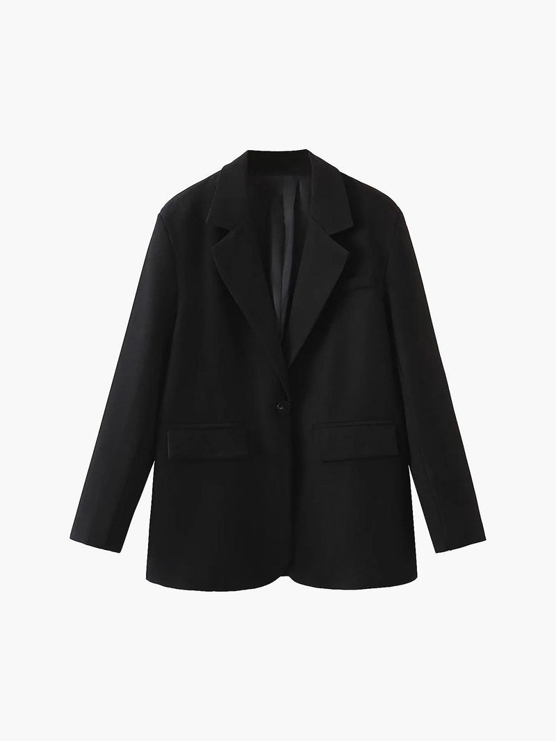 Siyah Klasik Bol Kesim Blazer Ceket - Phentora