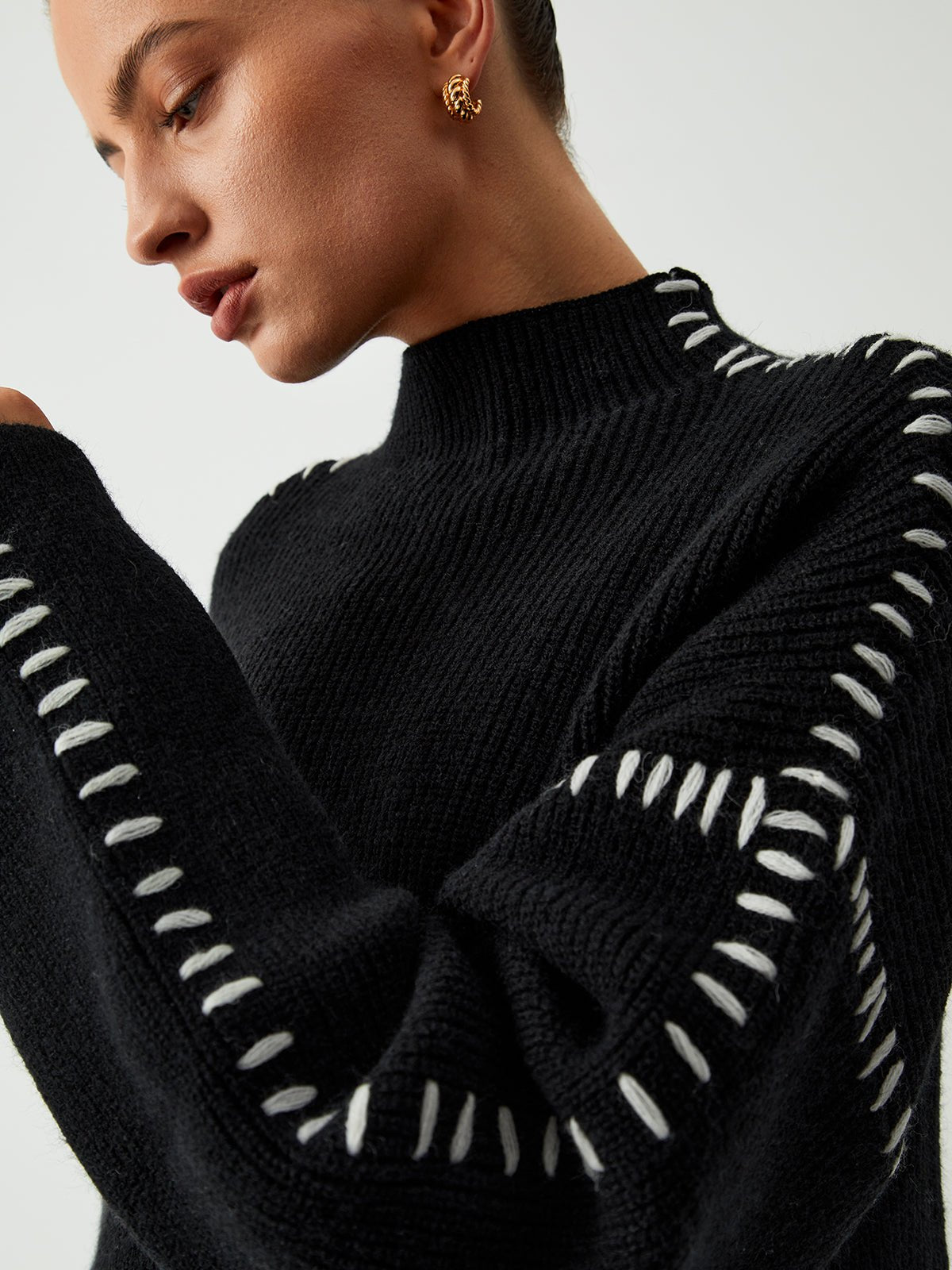 Oversize Dikiş Detaylı Fitilli Kazak - Phentora