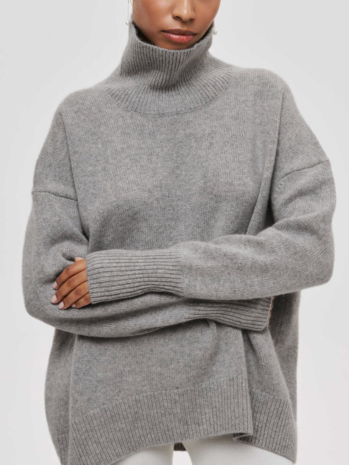 Oversize Fitilli Boğazlı Kazak - Phentora