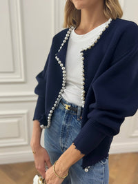 İnci Detaylı Trim Ripped Hem Hırka - Phentora