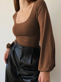 Puff Sleeve Kare Yaka Bluz - Phentora