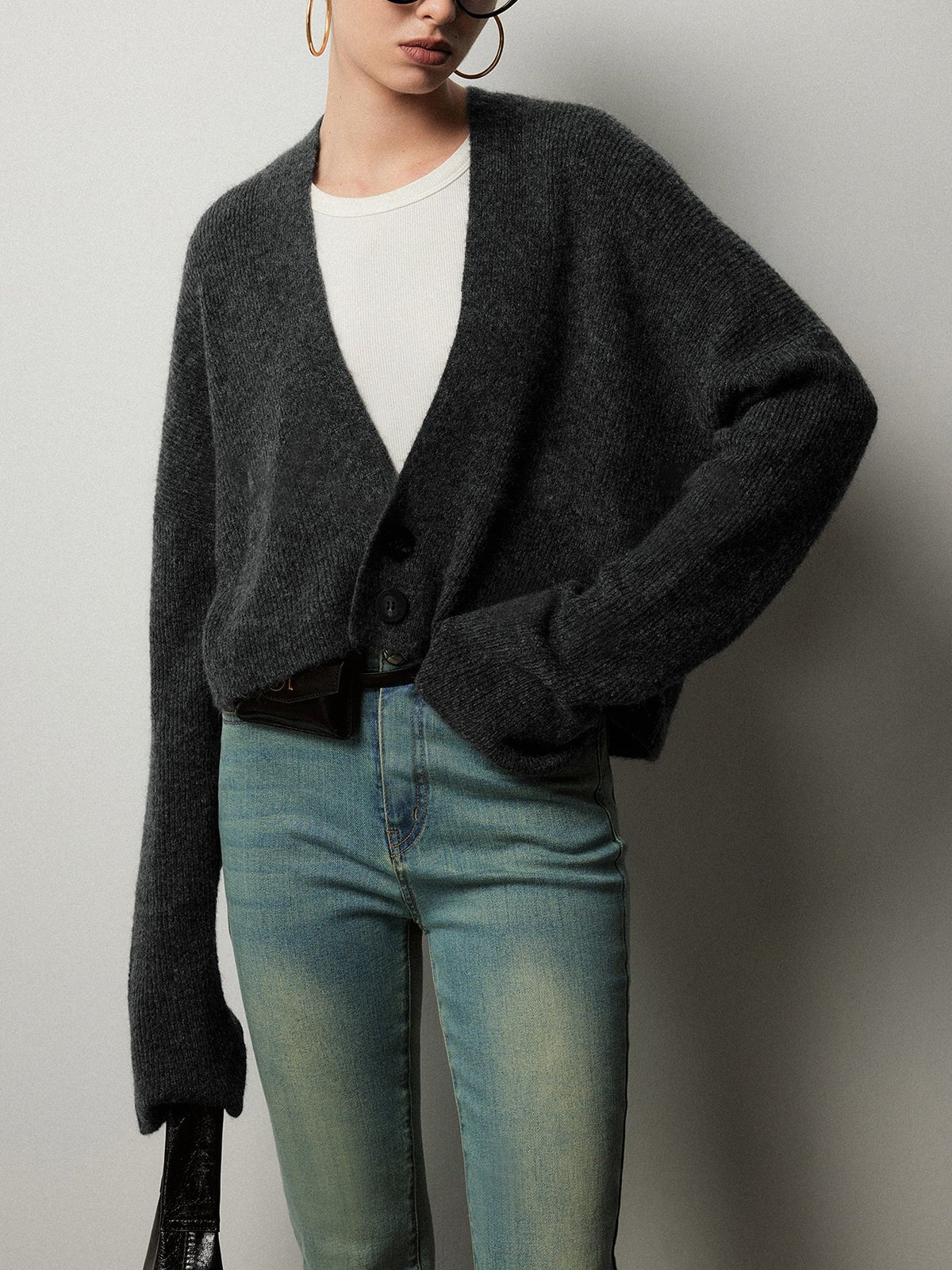 Düğmeli Slouchy Hırka - Phentora