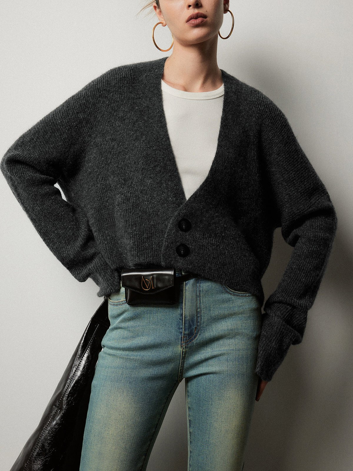 Düğmeli Slouchy Hırka - Phentora