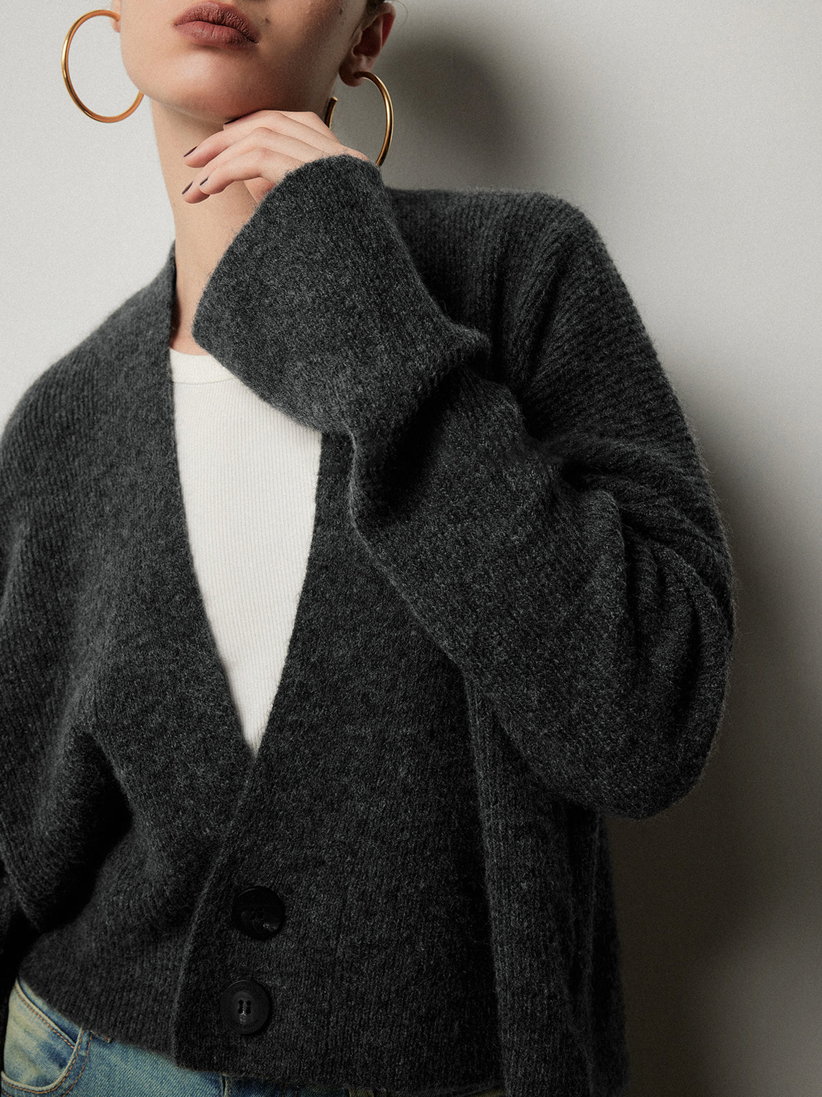 Düğmeli Slouchy Hırka - Phentora