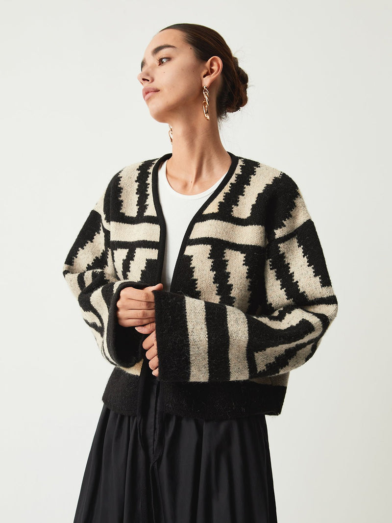Geometrik Desenli Kimono Hırka - Phentora
