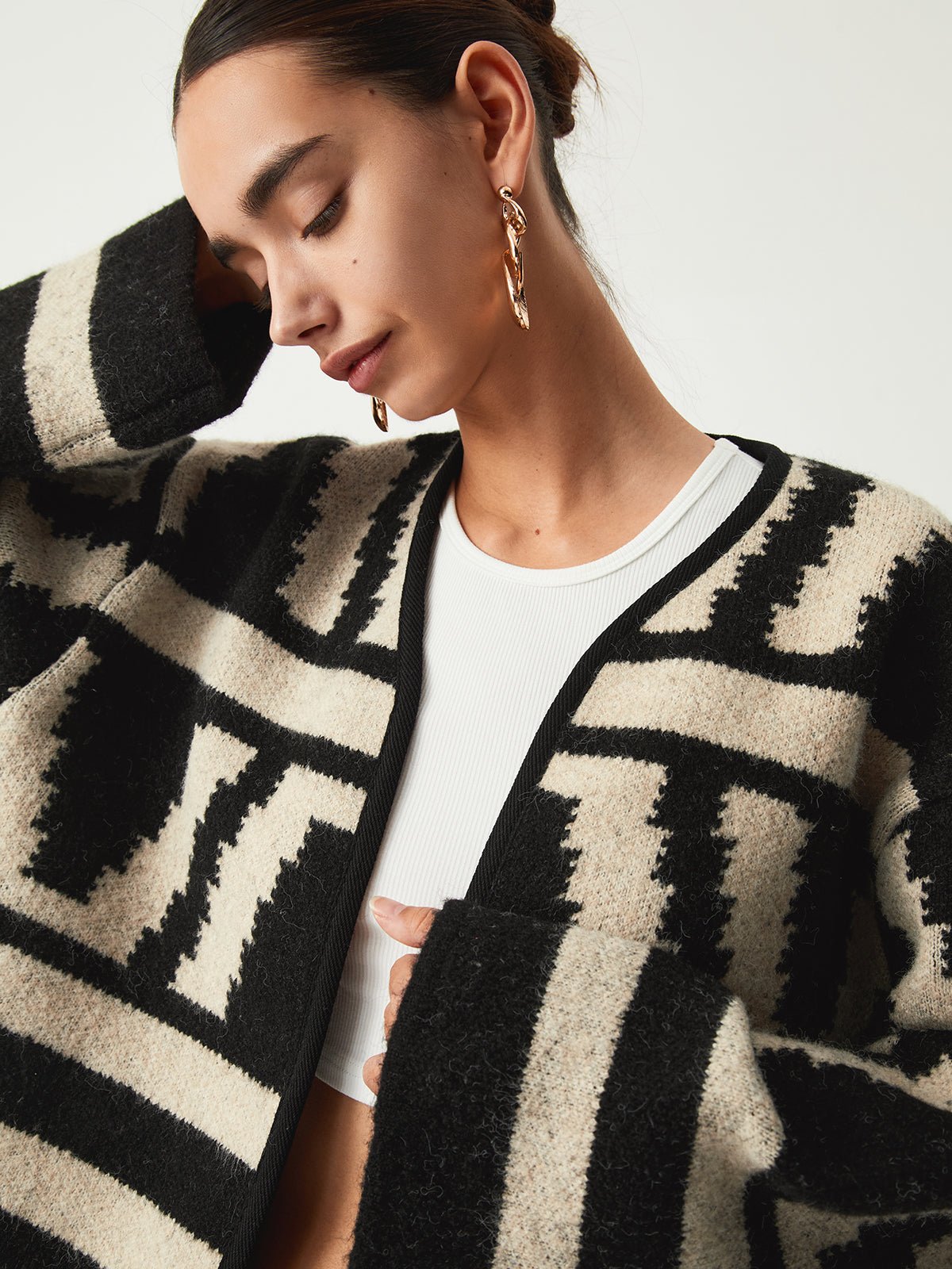 Geometrik Desenli Kimono Hırka - Phentora