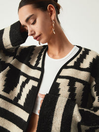 Geometrik Desenli Kimono Hırka - Phentora