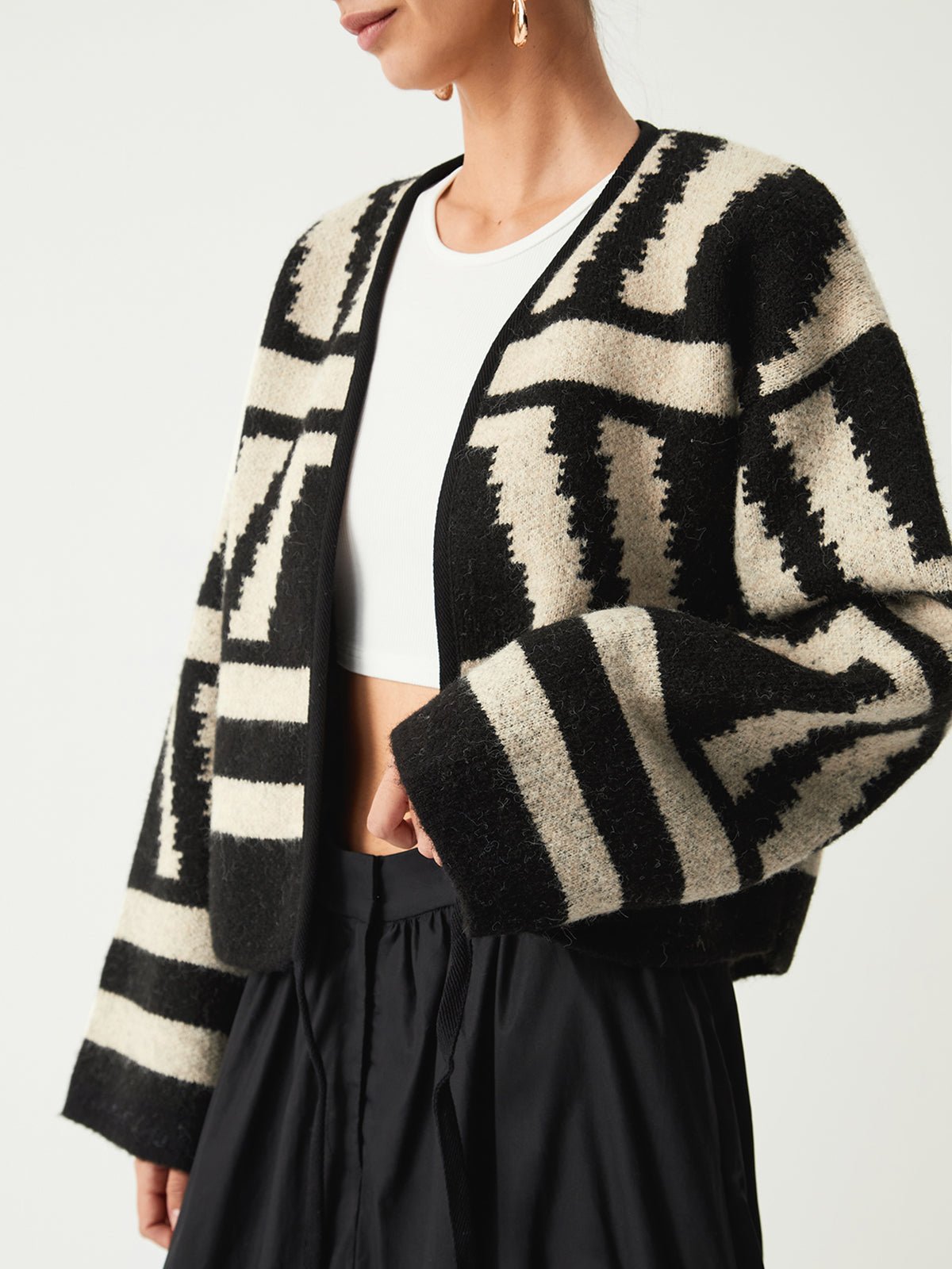 Geometrik Desenli Kimono Hırka - Phentora