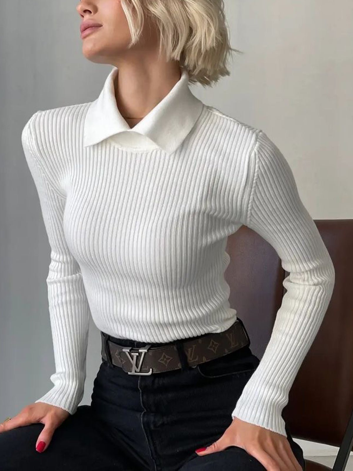 Vanilla Polo Uzun Kollu Örgü Üst Kazak - Phentora