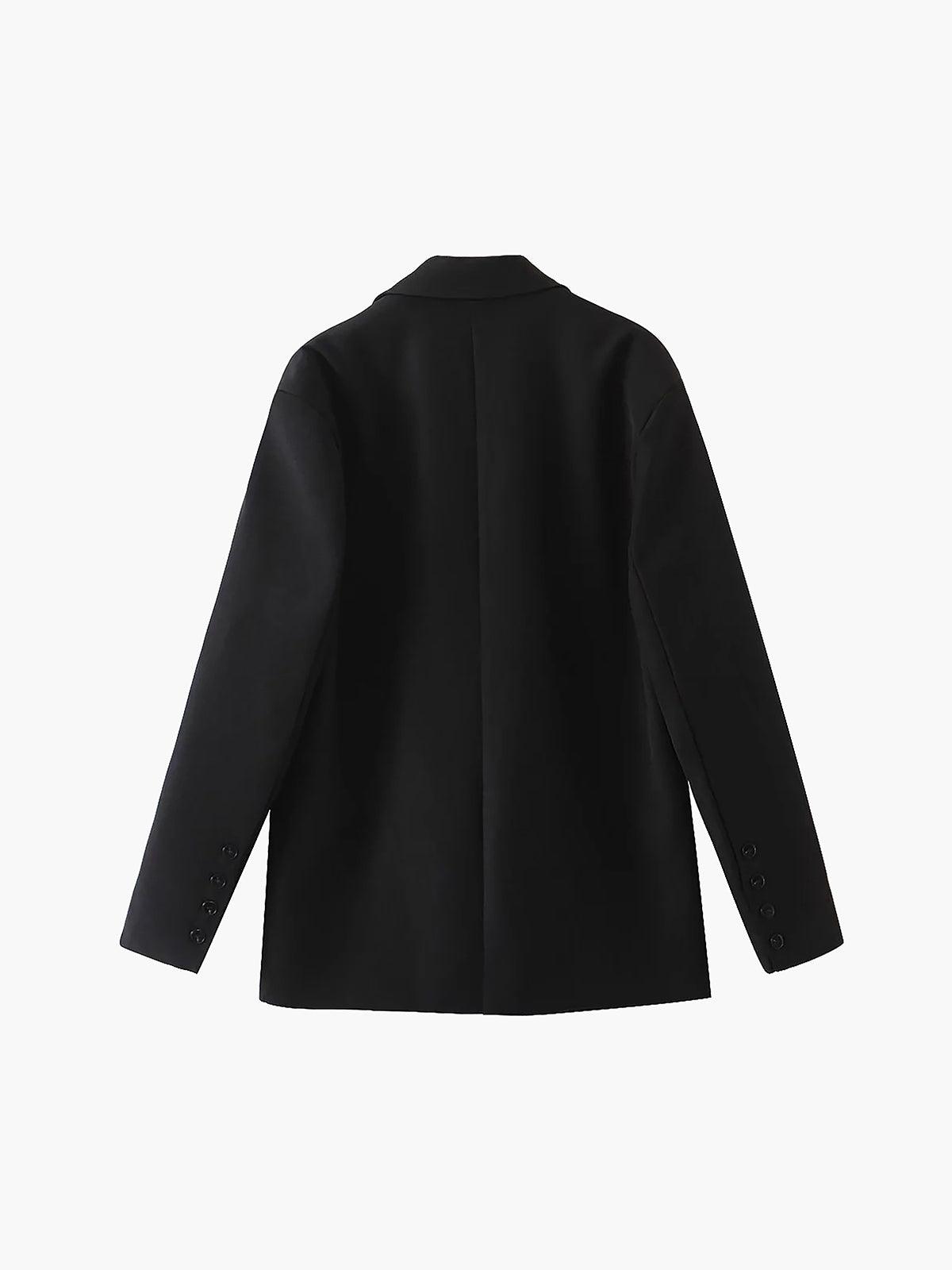 Siyah Klasik Bol Kesim Blazer Ceket - Phentora