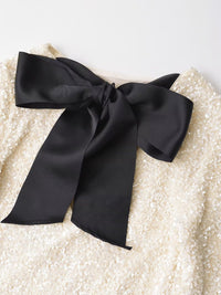 Sequins Kadife Bowknot Mini Elbise - Phentora