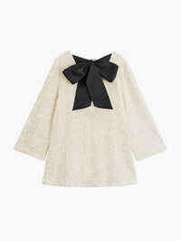 Sequins Kadife Bowknot Mini Elbise - Phentora