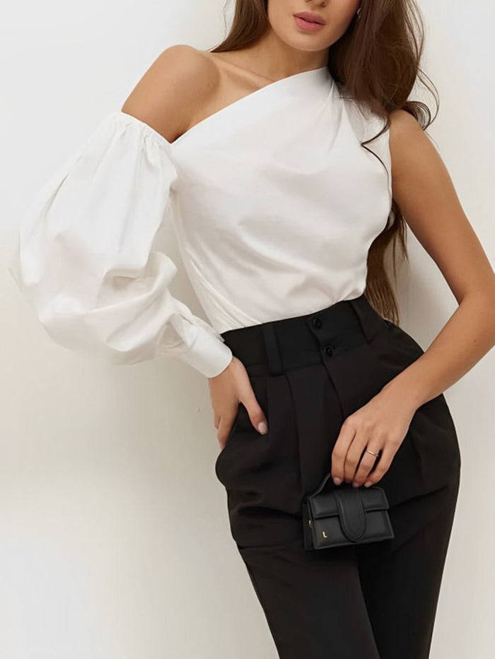 Asymmetrical Omuzları Açık Bluz - Phentora