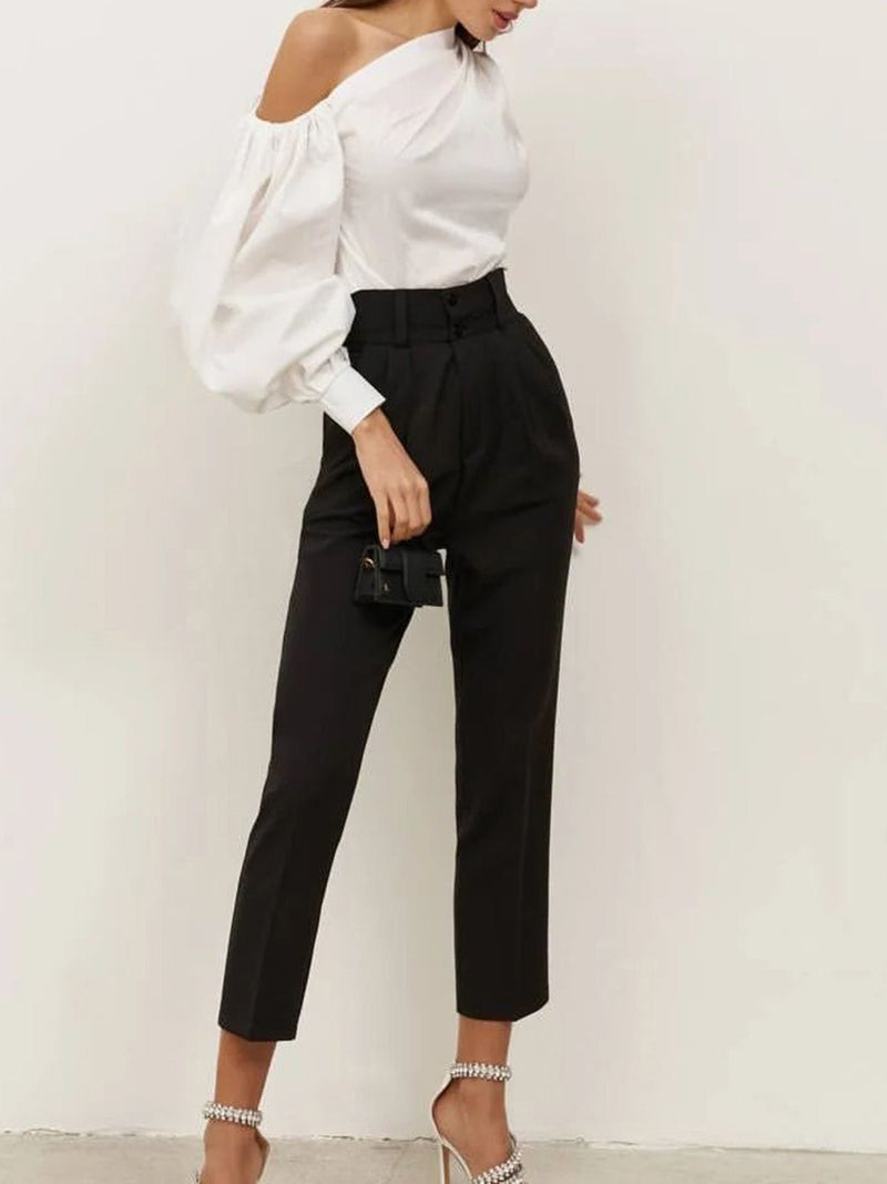 Asymmetrical Omuzları Açık Bluz - Phentora