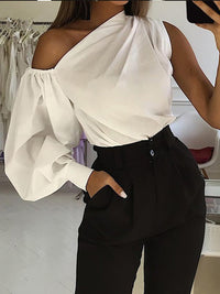 Asymmetrical Omuzları Açık Bluz - Phentora