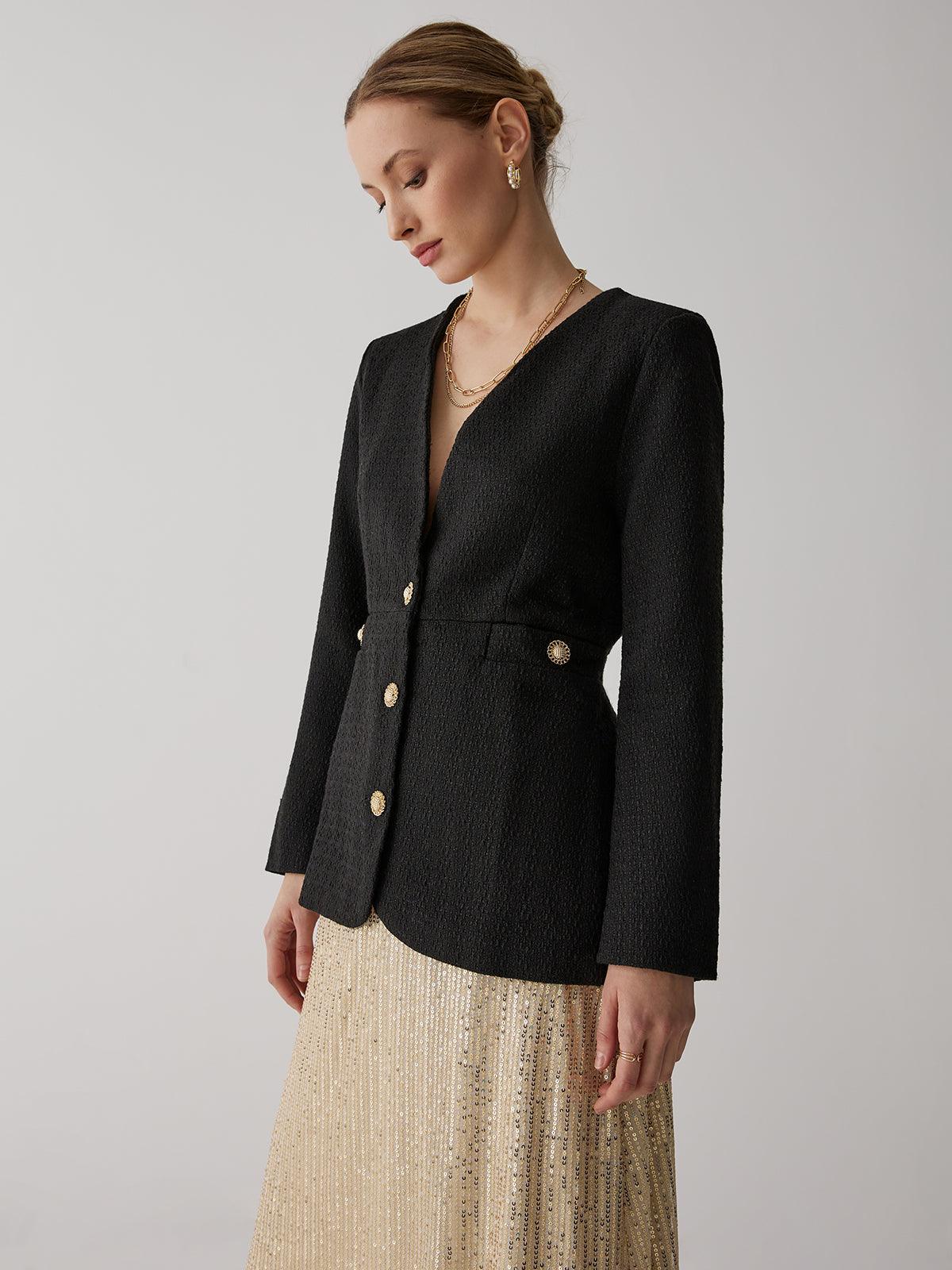 Golden Düğmeli Elegance Blazer - Phentora