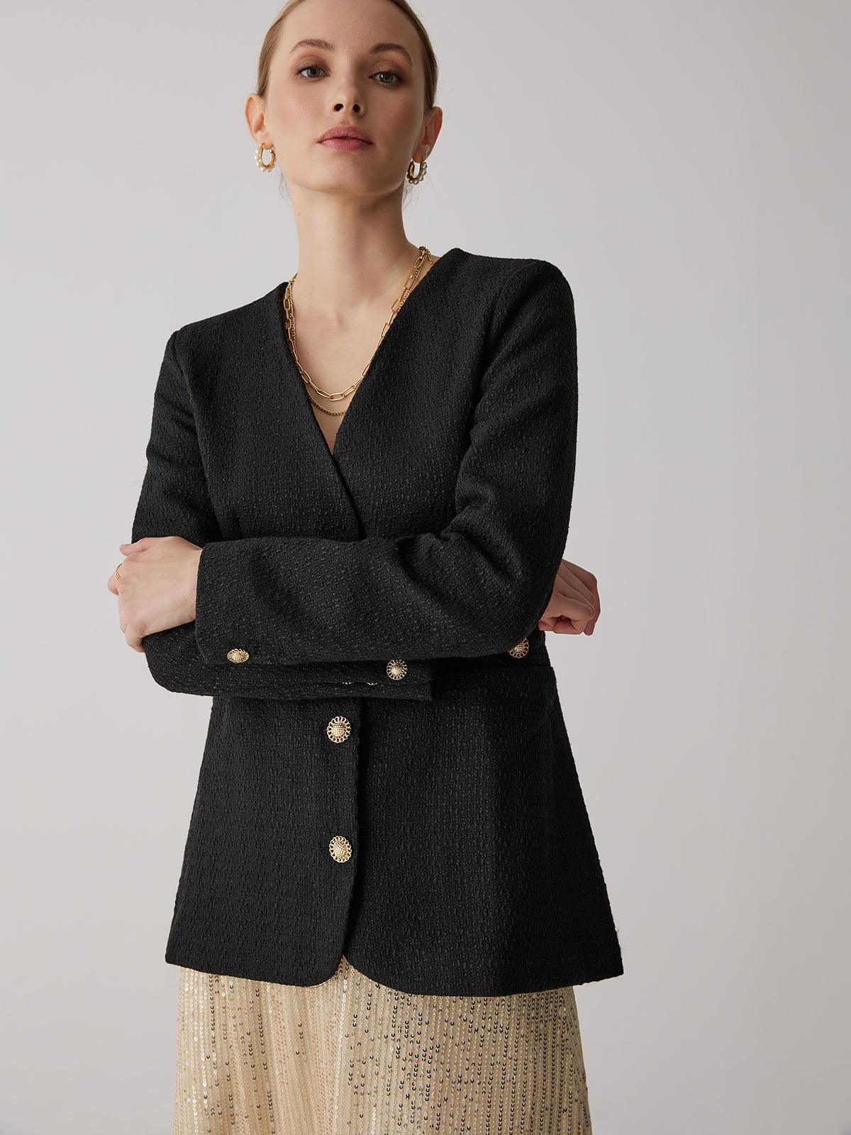 Golden Düğmeli Elegance Blazer - Phentora