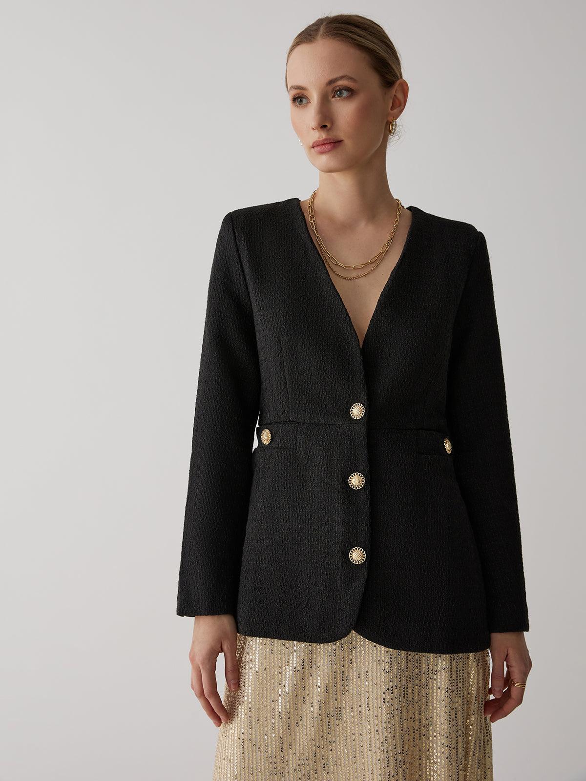 Golden Düğmeli Elegance Blazer - Phentora