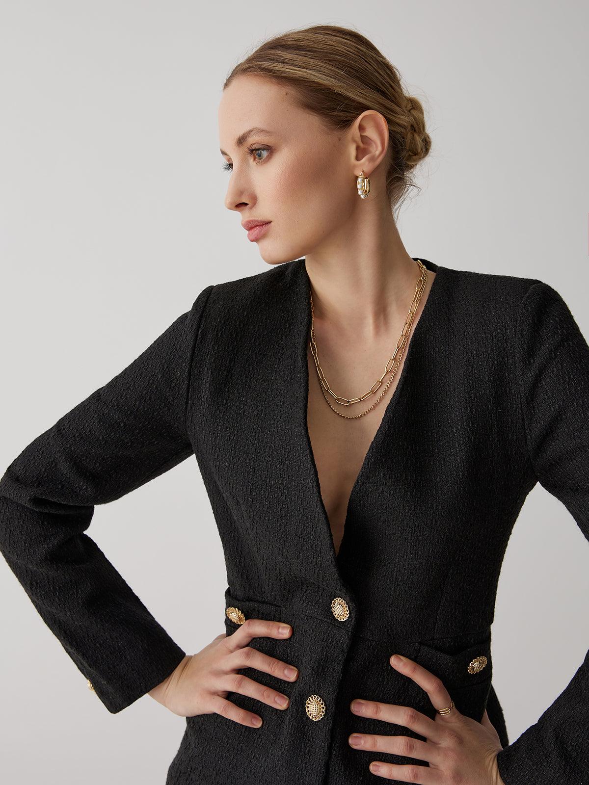 Golden Düğmeli Elegance Blazer - Phentora