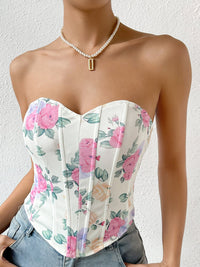 Flower Heart Shaped Neckline Korse - Phentora