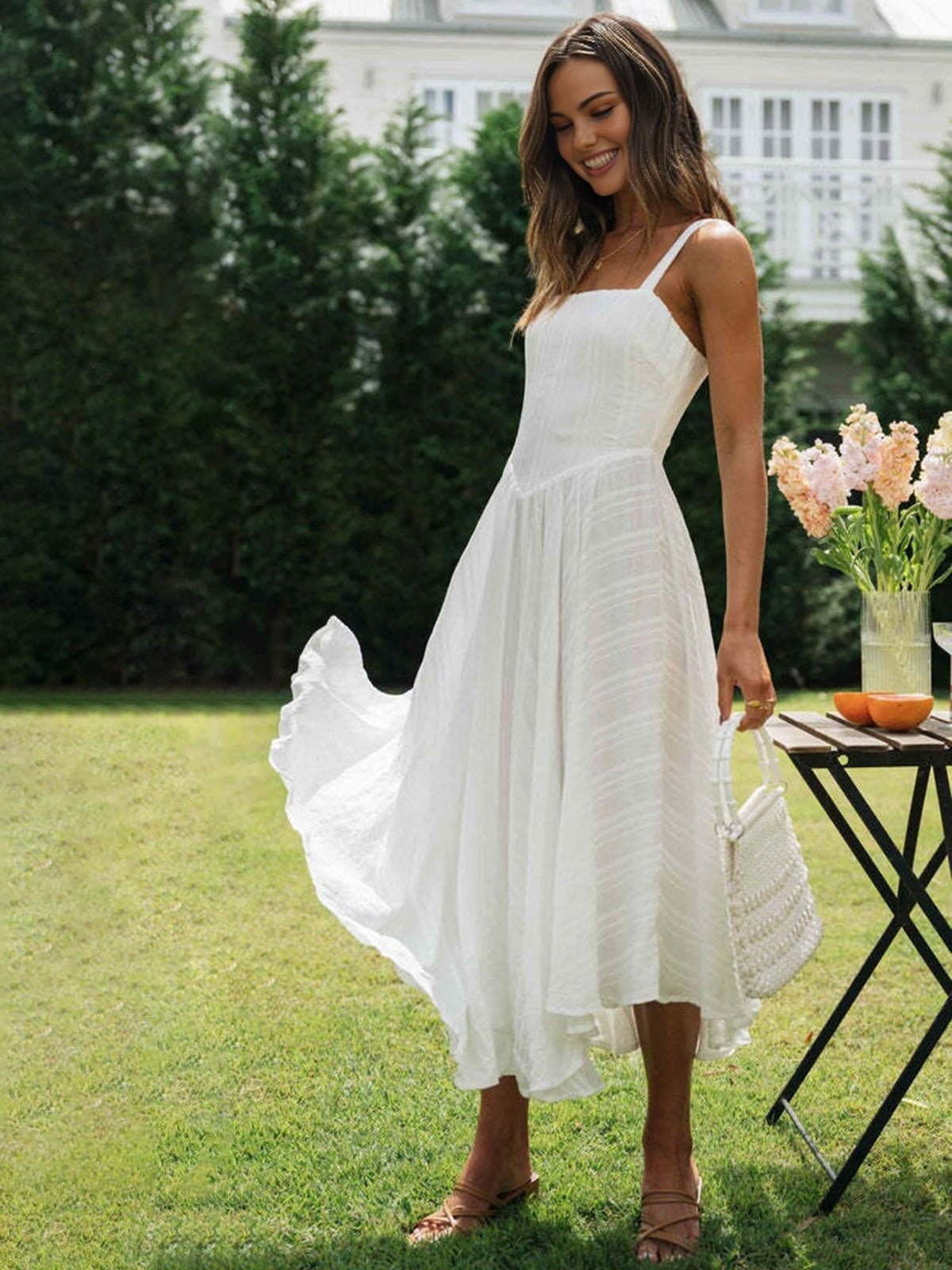 Romantic Pamuklu Uzun İnce Askılı Elbise - Phentora