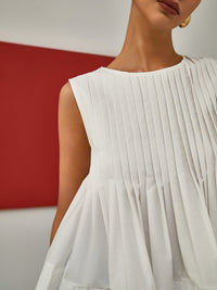 Pileli Peplum Kolsuz Bluz - Phentora